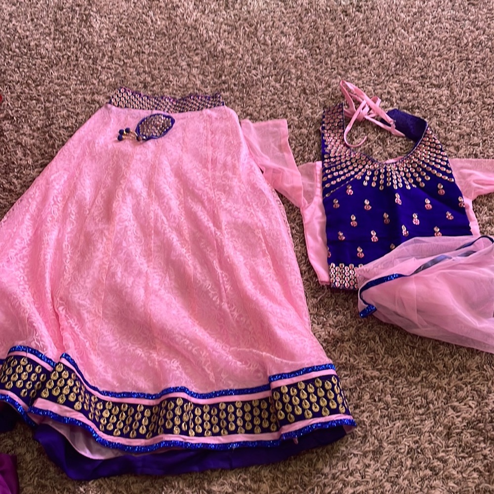 Indian Girl Lengha baby pink and blue